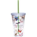 16 Oz. Vivid Print Carnival Cup w/ Color Straw & Clear Lid